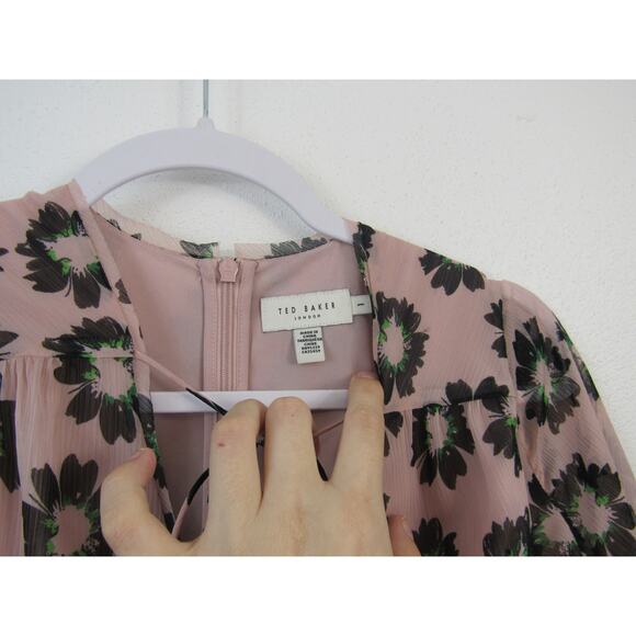 Ted Baker Lucieey Flutter Sleeve Tiered Mini Dress Size 1 - US Size 4 Floral - Picture 7 of 12